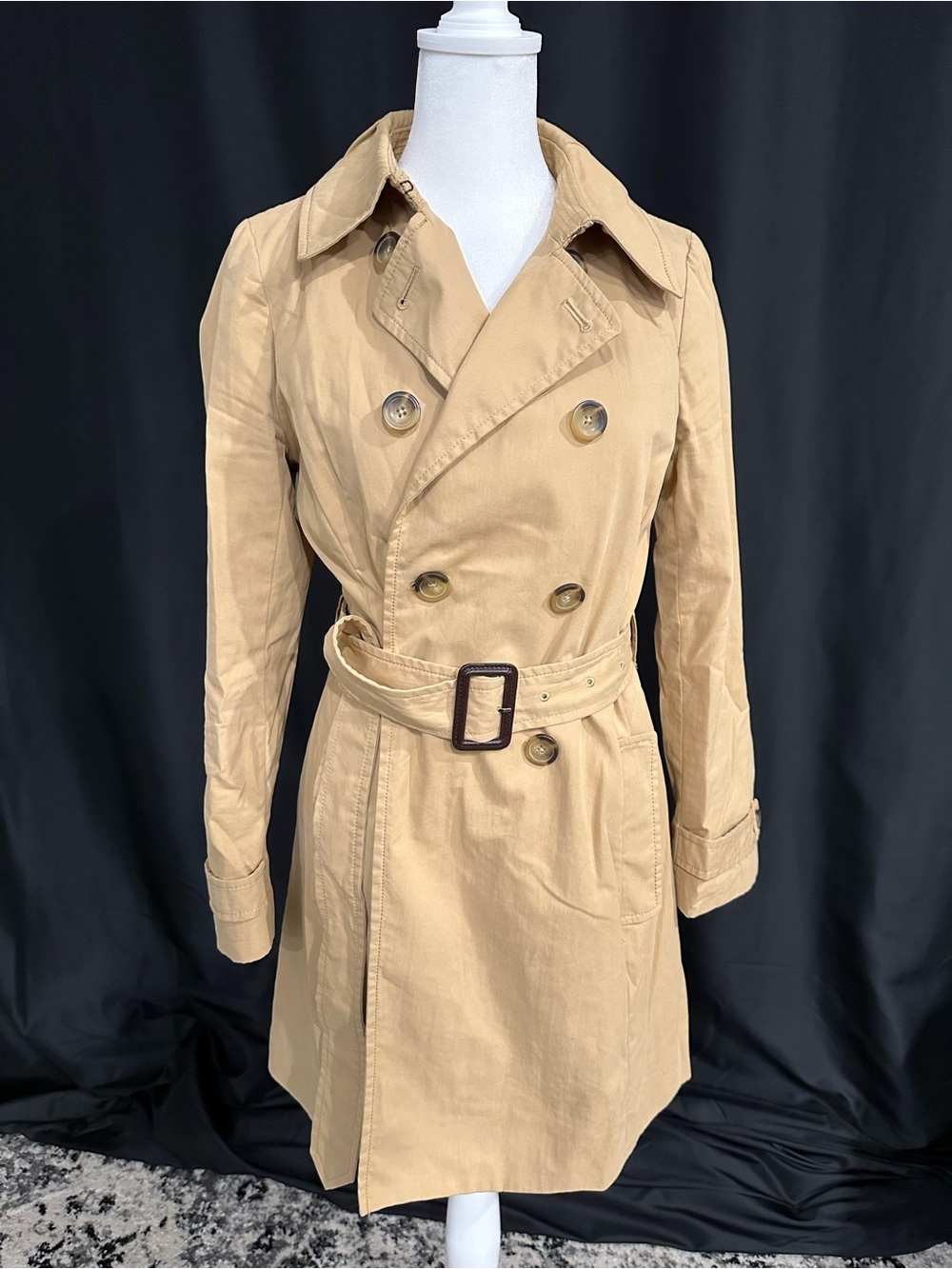 J. Crew Women's Khaki Double-Breasted Trench Coat